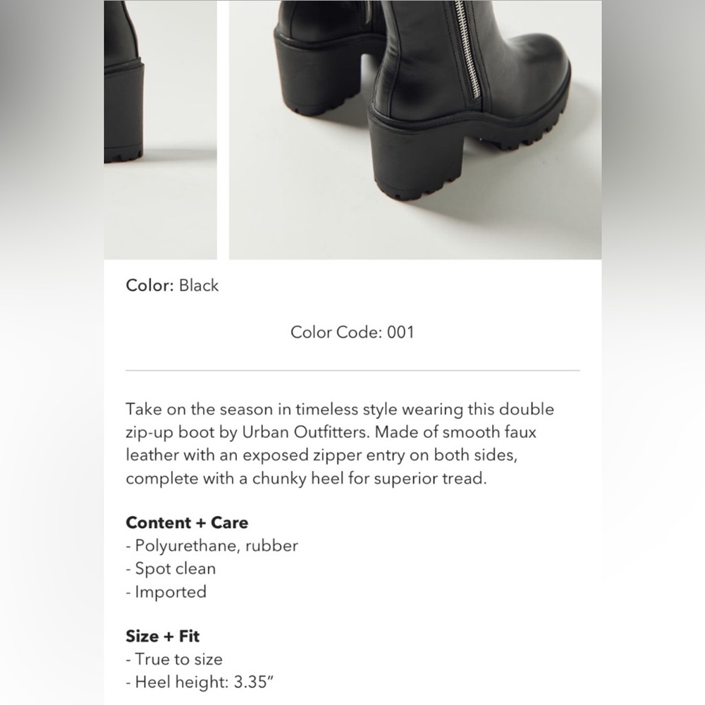 Urban Outfitters Black Heeled Zipper Boots size 8M - Picture 4 of 7